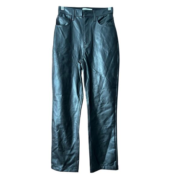 Abercrombie & Fitch Women's Curve Love Vegan Leather 90' Straight Pant SZ 26/2S - Picture 2 of 13